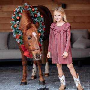 Glitter Dress Bow Burgundy