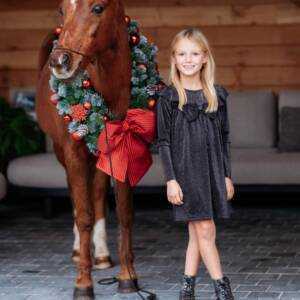 Glitter Dress Bow Black